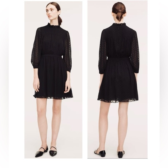 REBECCA Taylor Clip Dot Shirt Long Semi Sheer Sleeve Mini Dress NEW size 6 - Picture 5 of 11